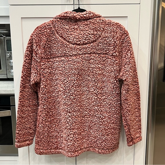 Zenana Outfitters Burgundy White Fuzzy Quarter Zip - Picture 5 of 8